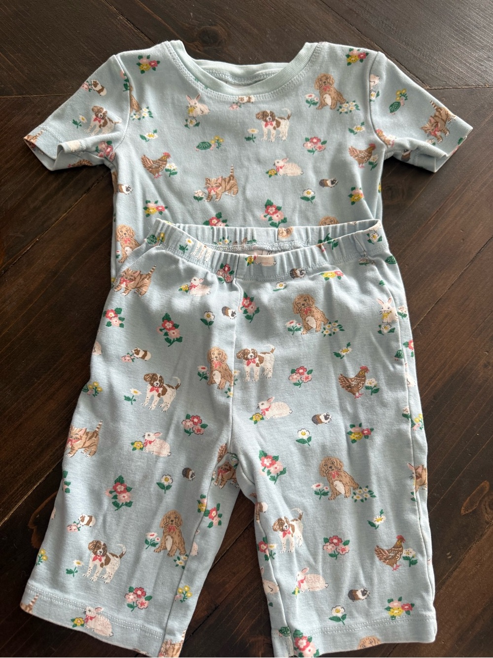 Mini Boden Floral Dog Chicken Bunny Set 3T